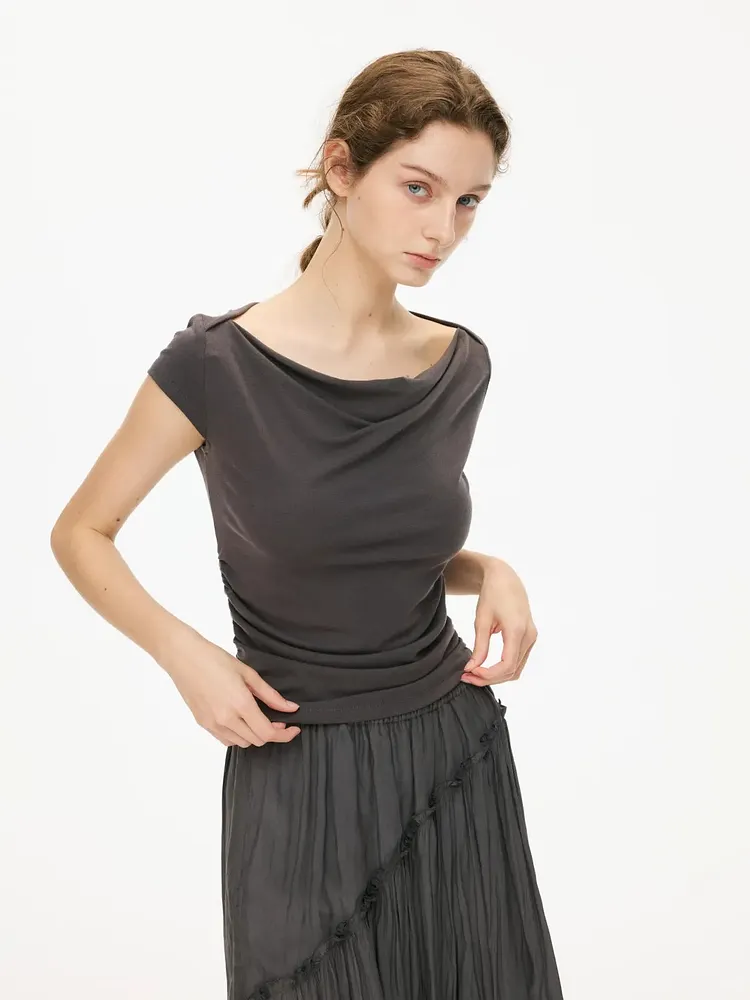 Gray collared fitted top