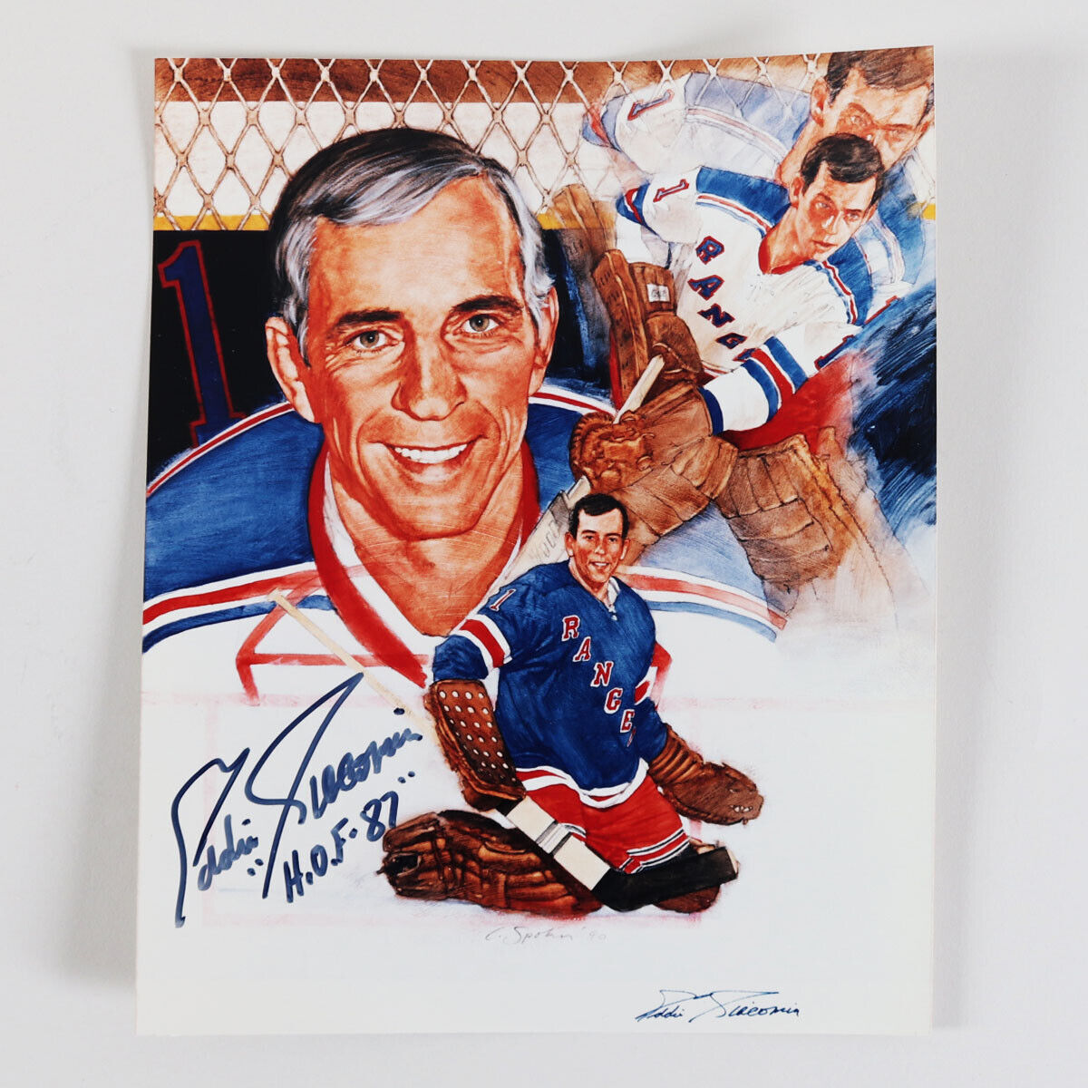 Eddie Giacomin Signed Photo Poster painting 8×10 Rangers – COA