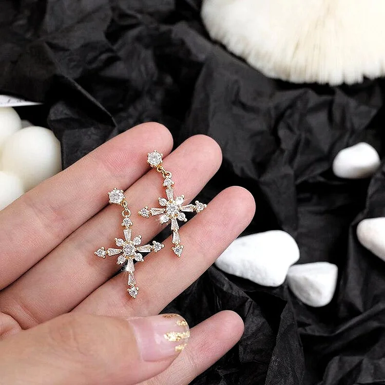Crystal Cross Pendant Earrings