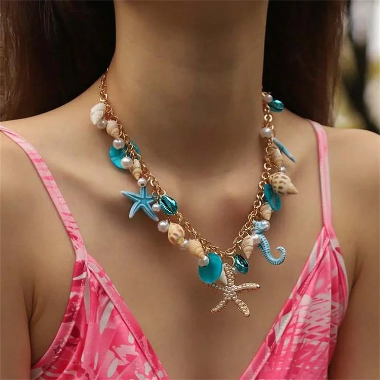 Pearl Starfish Conch Shell Necklace