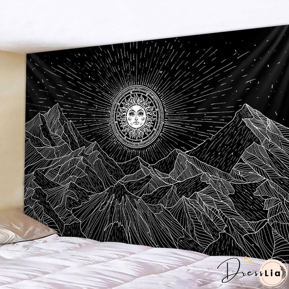 Black and white moon Mandala tapestry Bohemian decoration wall hanging bedroom psychedelic