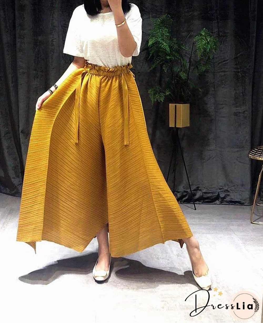Pleated women harem pants plus size high waist pleated wide leg flare pants Girdle of waist aesthetic harajuku pants