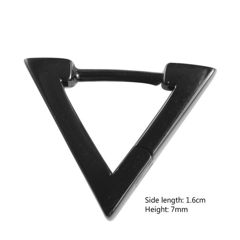 Zhenrong Wish New Men’s And Women’s Triangle Ear Buckle Earrings Creative Black Gold Plated Gun Color Geometric Earrings
