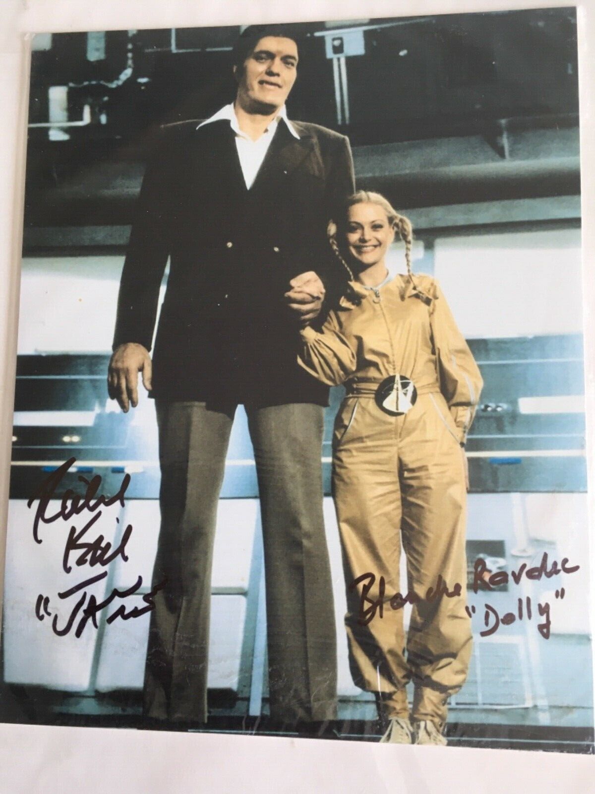 RICHARD KIEL & BLANCHE RAVALEC SIGNED MOONRAKER JAMES BOND 10 x8 Photo Poster painting Rare