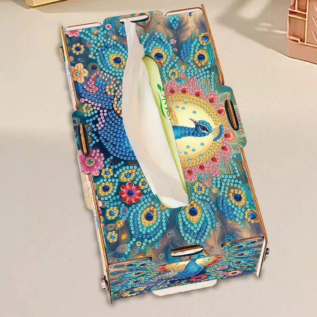 Wooden Diamond Painting Tissue Box for Home and Office Decoration(CZH004)