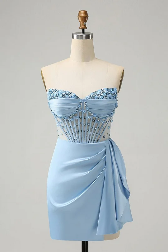 cute strapless dresses for homecoming Sky Blue main image 0