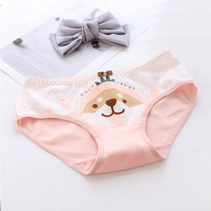 Women's Cartoon Underwear Panties Cotton Underpants Mid Waist Seamless Female Briefs Little Fresh Girl's Underwear Briefs