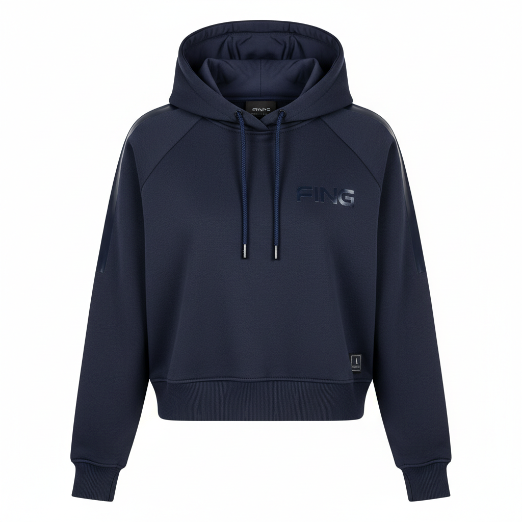 thesupersurf Dark Blue FING Hoodie with Ribbed Cuffs and Hem 