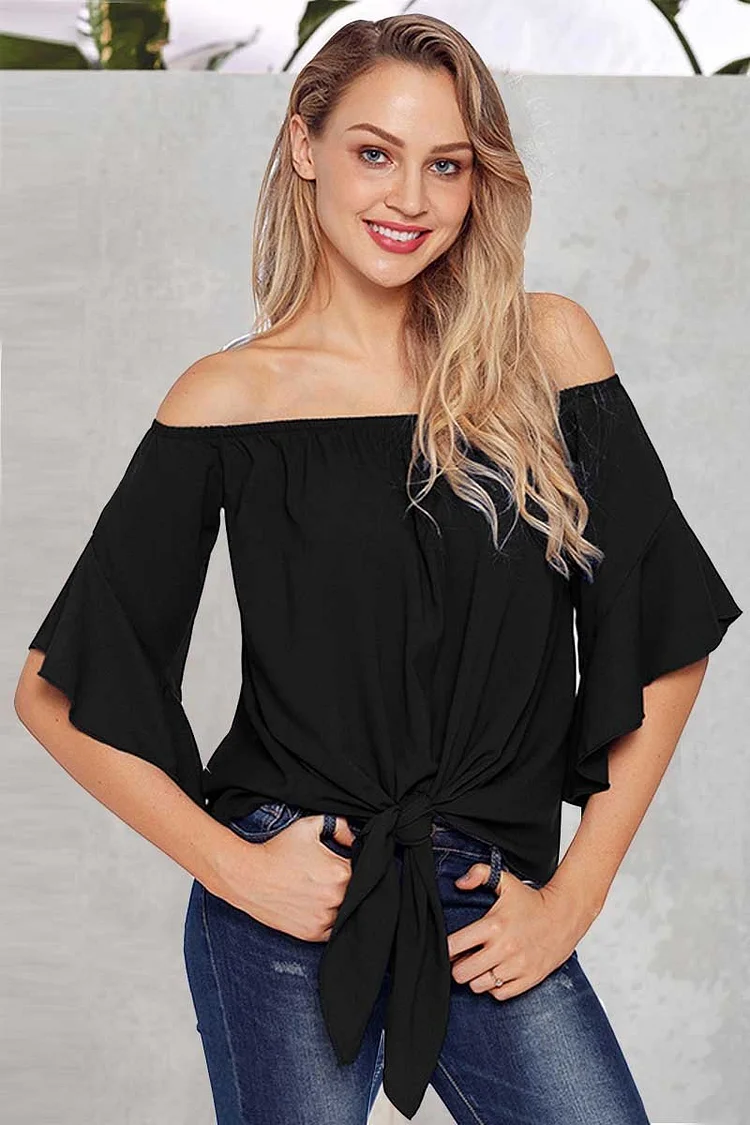 Casual Off Shoulder Chiffon Top
