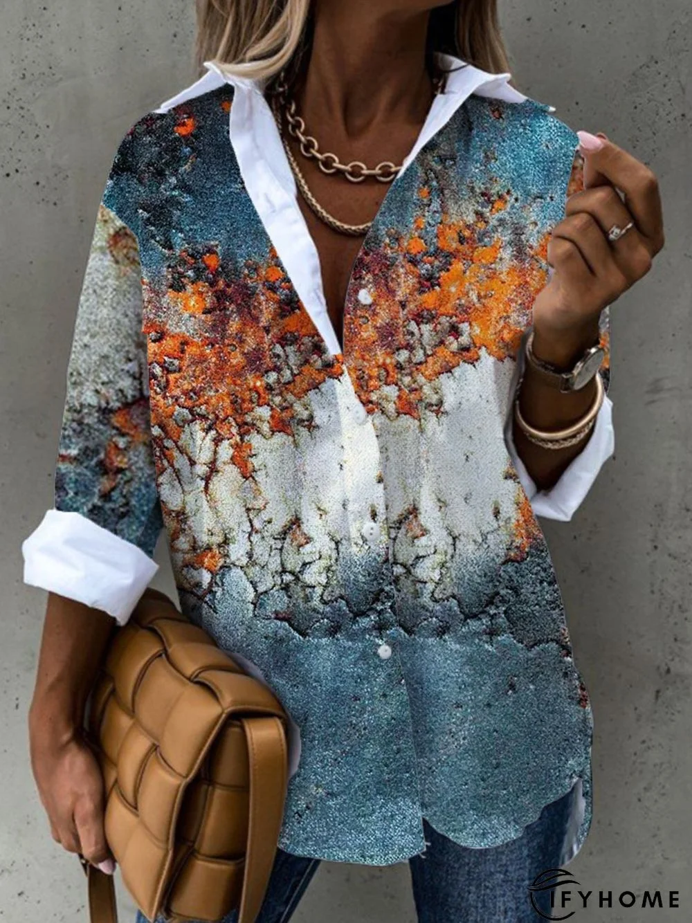 Loose Psychedelic Art Shirt Collar Blouse | IFYHOME