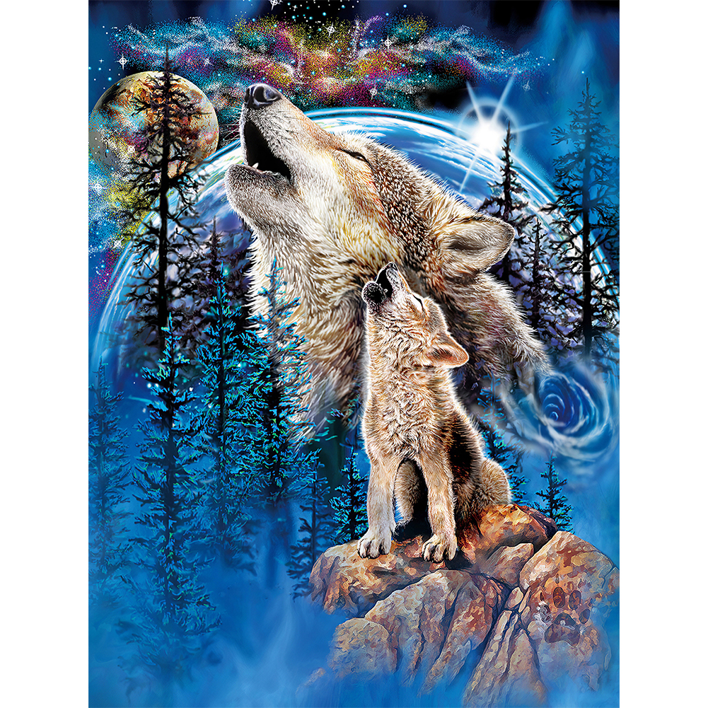 

(Multi-Size) Moon Wolf - Round/Square Drill Diamond Painting - 30*40CM, Square diamond 30*40cm, 501 Original