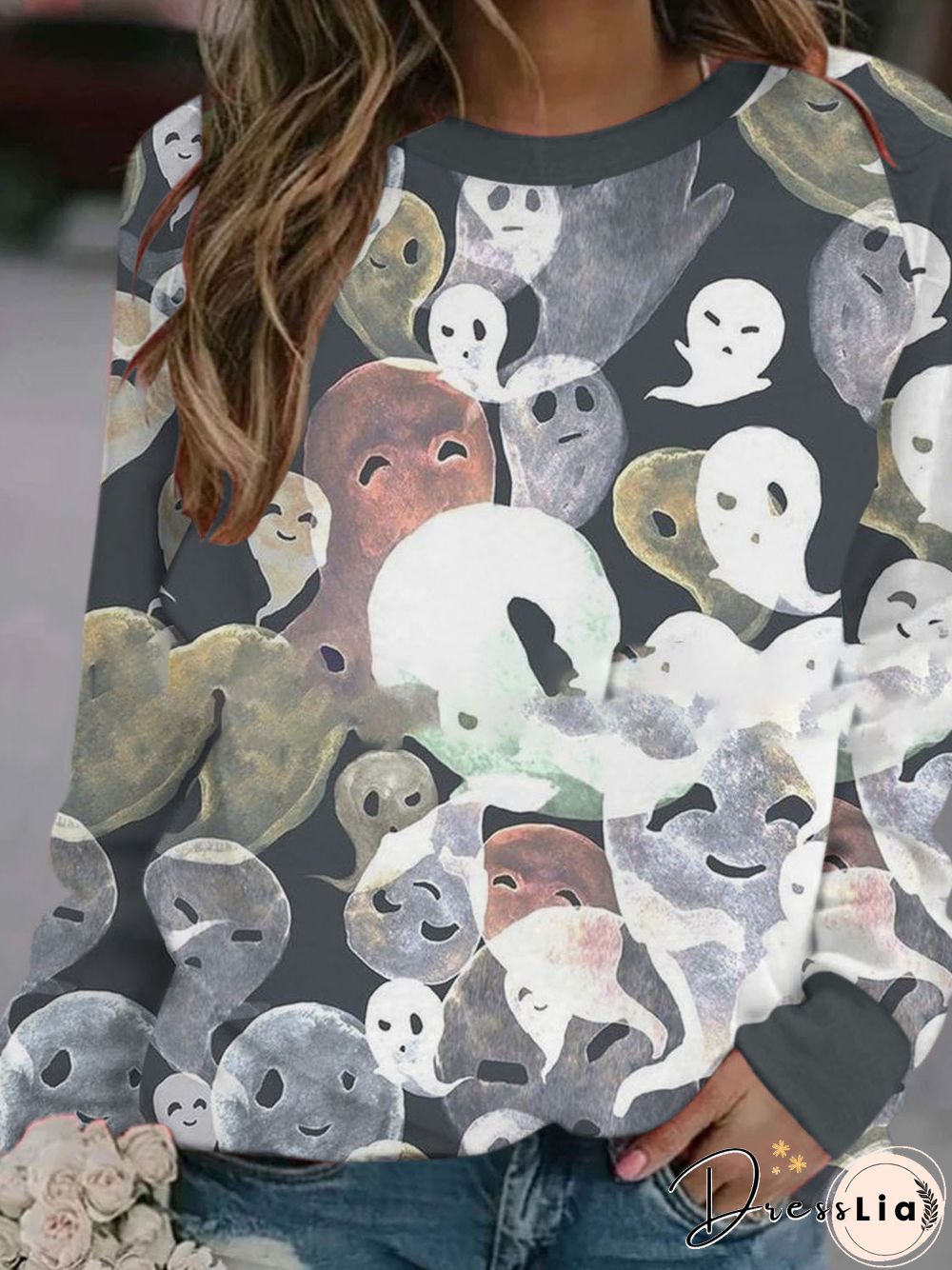 Women'S T-Shirts Printed Round Neck Long Sleeve Casual T-Shirt