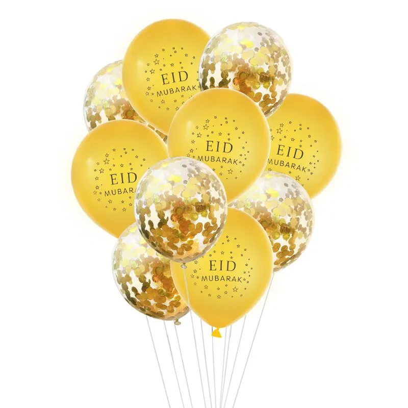 1Set EID MUBARAK Balloons Gold Silver Helium Confetti Ballon For Muslim EID Air Ball Ramadan Festival Party Decoration Supplies