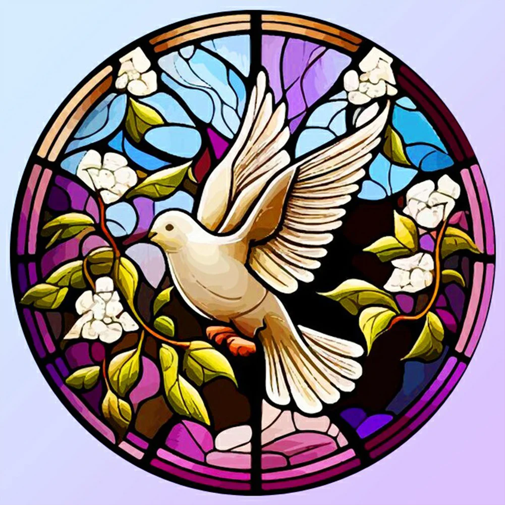 Full Round Diamond Painting - Stained Glass Dove of Peace(30*30cm)