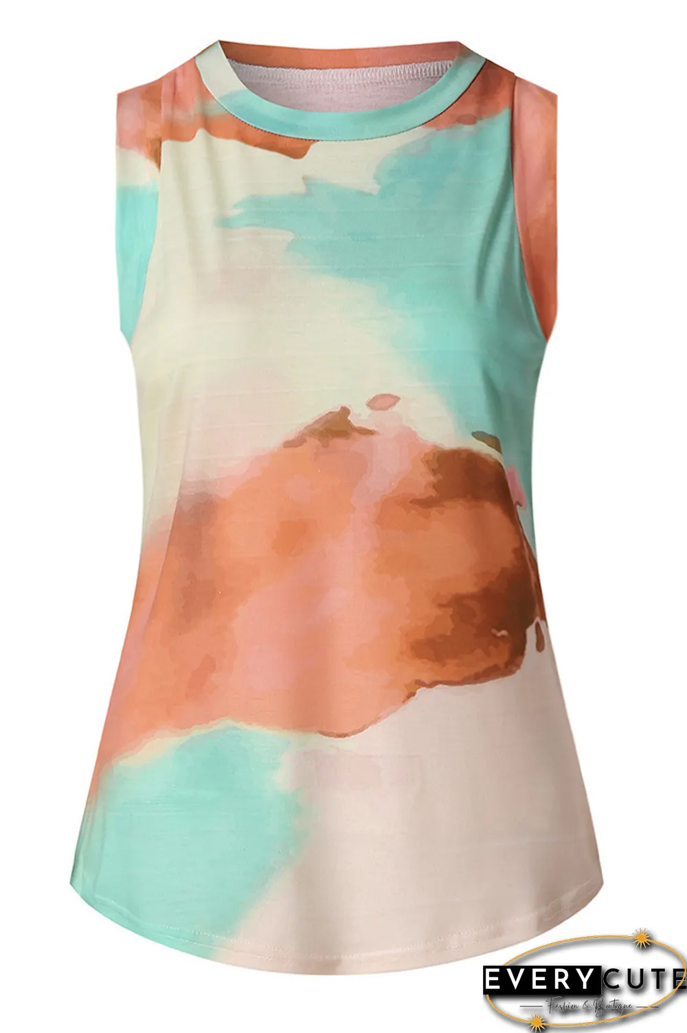 Tie Dye Round Neck Sleeveless Top