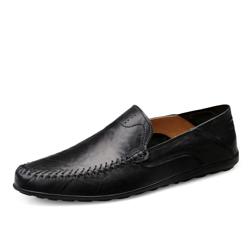 Genuine Leather Men Casual Shoes Italian Men Loafers Moccasins Slip On Men's Flats Breathable Hollow Out Male Driving Shoes