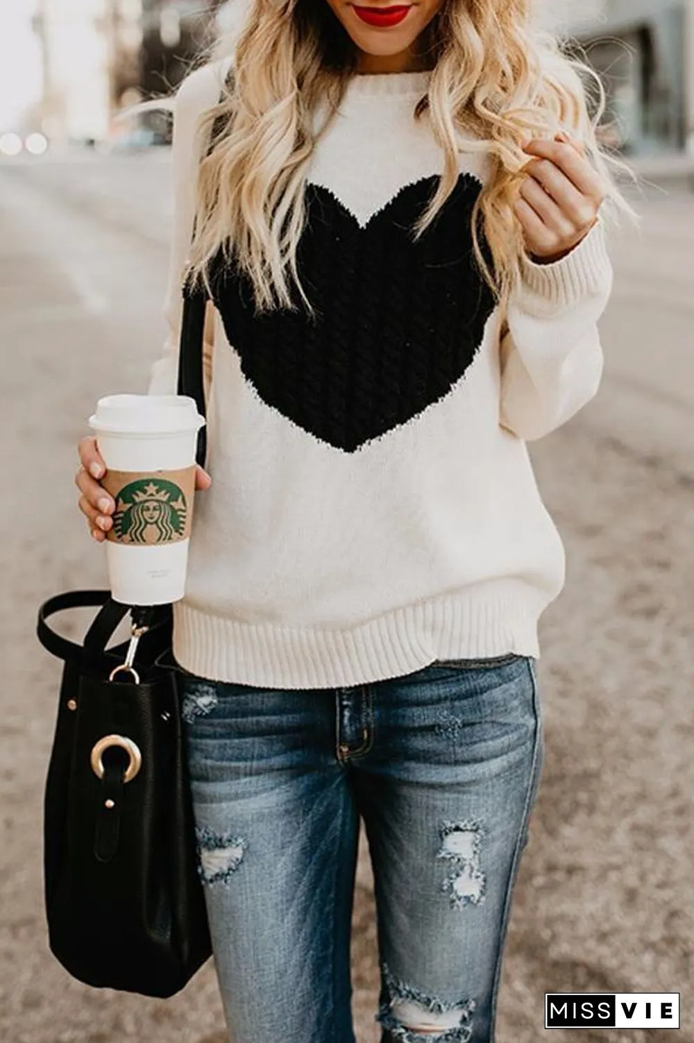 Casual Love Pattern Sweater (2 Colors) P10552