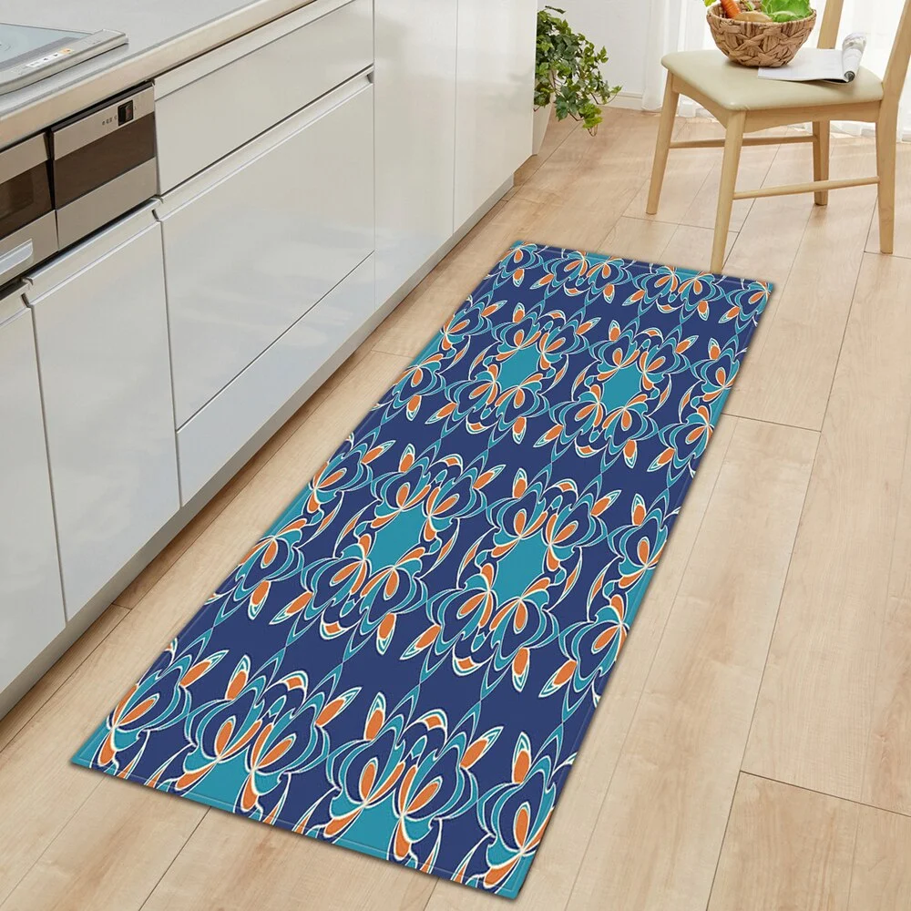 Kitchen Mat Strip Bedroom Entrance Door Mat Geometric Pattern Home Floor Decoration Living Room Carpet Bathroom Non-slip Carpet