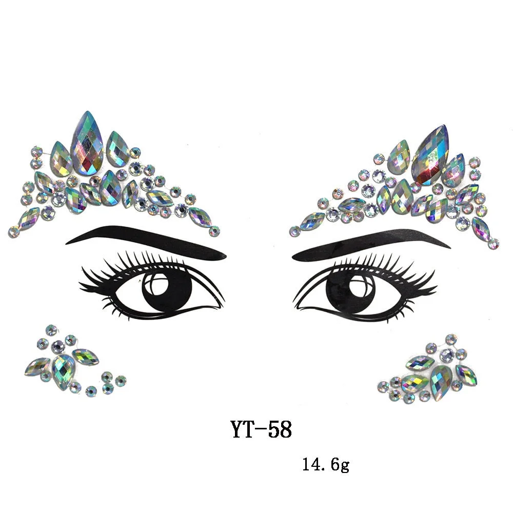 Facial Rhinestone Natural Resin Face Sticker Rhinestone Tattoo Makeup Party Christmas Party Face Decoration Makeup Stickers