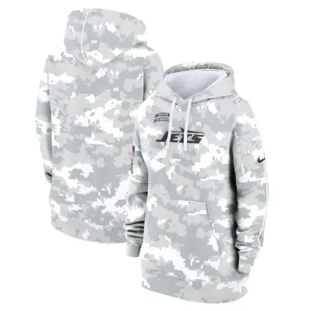 Women's New York Jets  Arctic Camo 2024 Salute To Service Club Fleece Pullover Hoodie