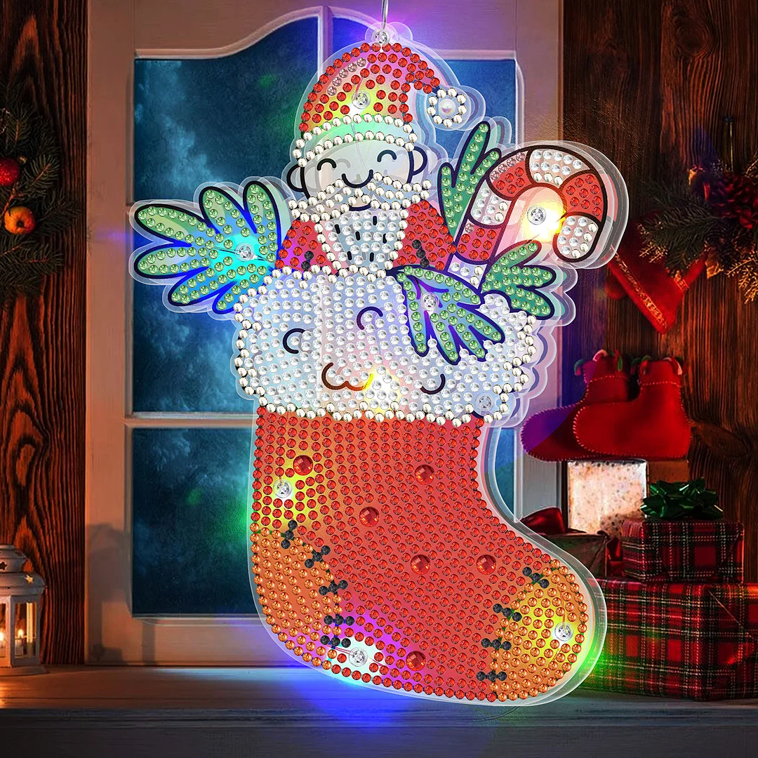 5D Christmas Diamond Painting Hanging Light Festive Rhinestone Lamp Pendant
