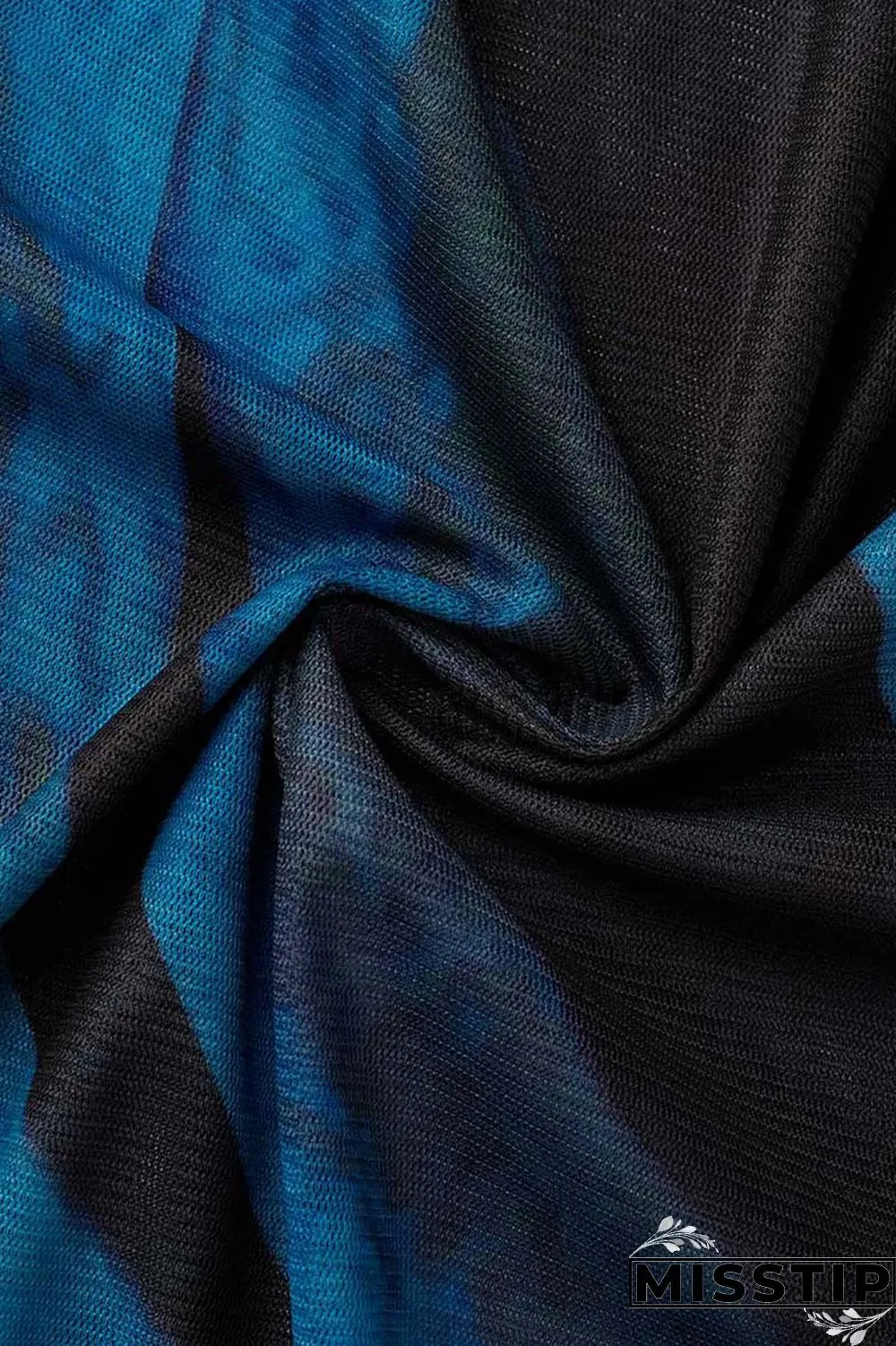 Blue Black Sexy Print O Neck Long Sleeve Dresses