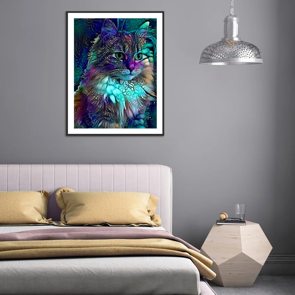 Diamond Painting - Full Round Drill - Multicolor Cat(30*40cm)