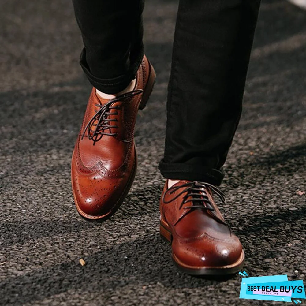 Men's Business Cow Leather Brogue Shoes
