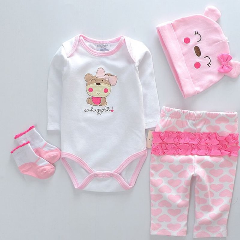Pink Bear Printed Cute Doll Clothes for 20-22 Inches Reborn Dolls