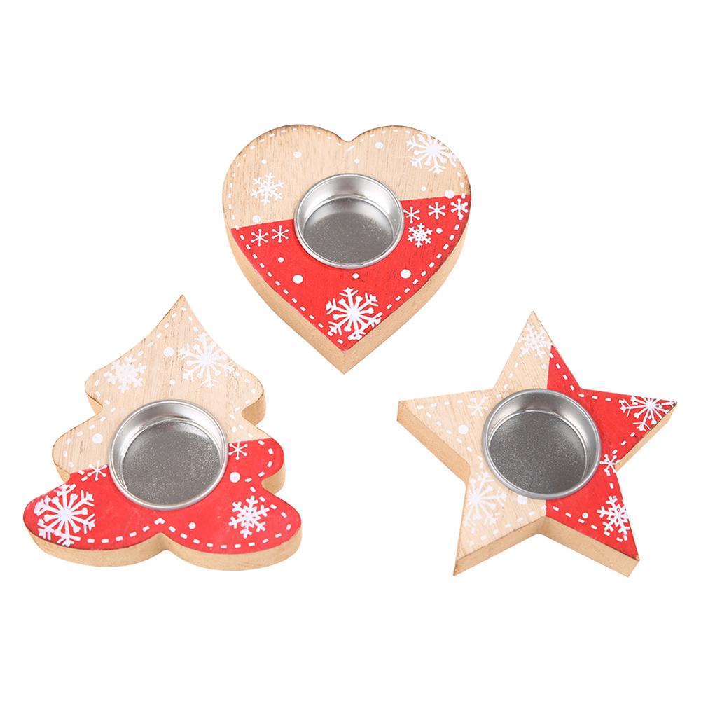 

Christmas Tree Star Heart Candlestick Wooden Candle Holder Desktop Decor, 01, 501 Original