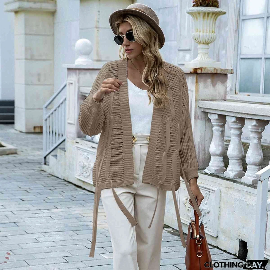 Open Front Strap Detail Cardigan