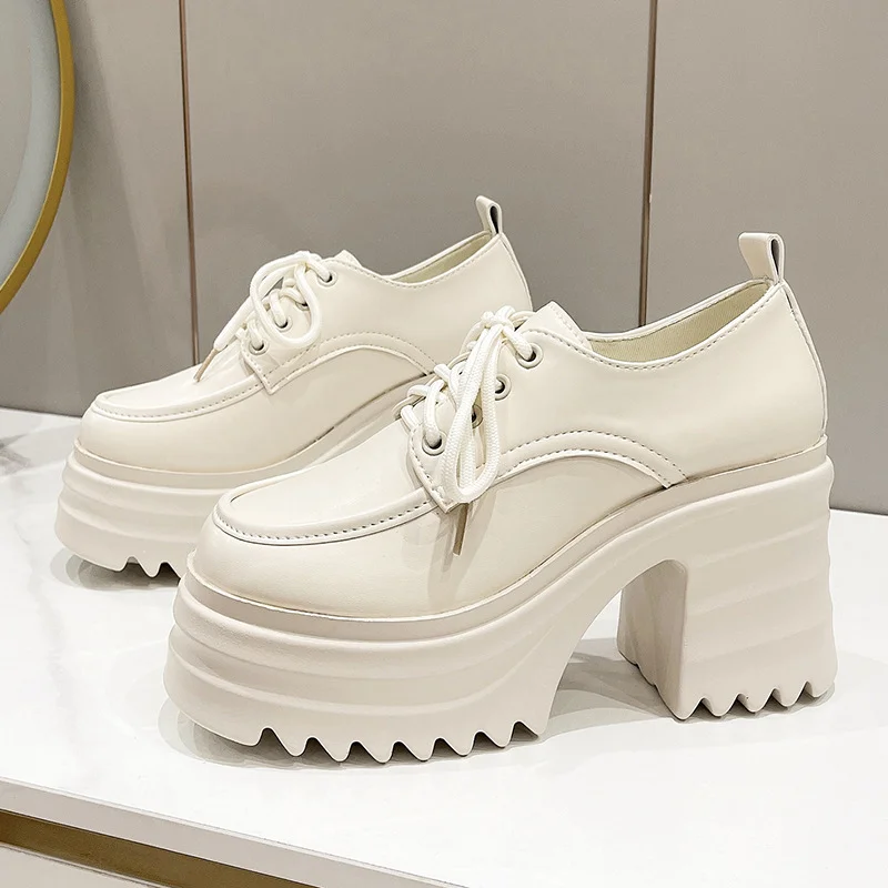 Tanguoant Tanguoant Platform Loafer Women's 2023 New Solid Color Single Shoes British Style Small Leather Shoes Platform Platform Thick Heel Leather Shoes
