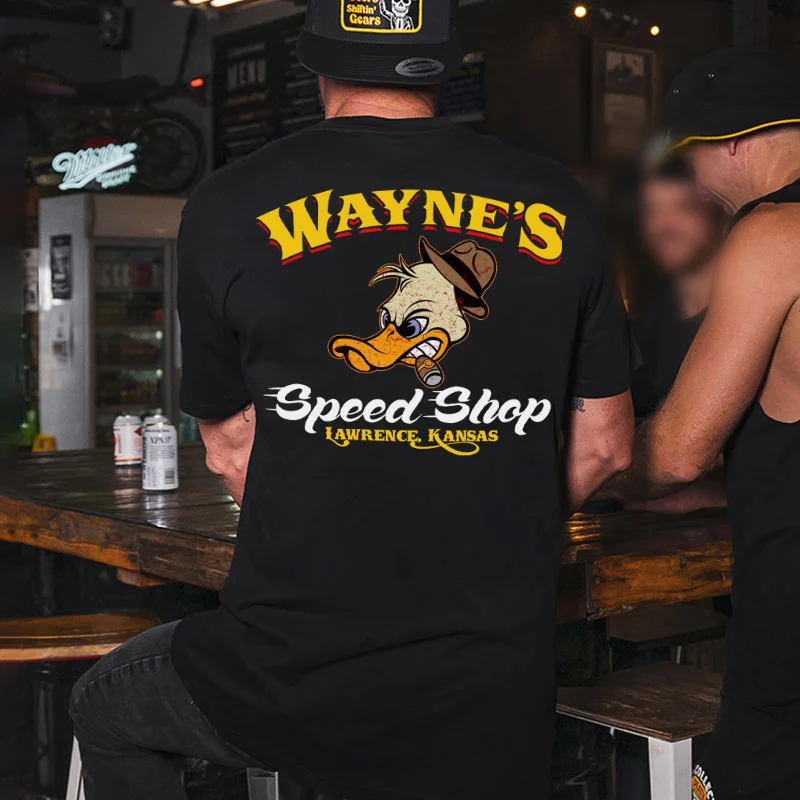 WAYNE'S SPEED SHOP Smoking DucK Print Men's T-shirt