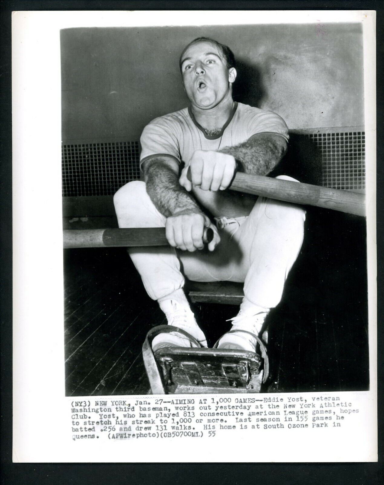 Eddie Yost works out New York Athletic Club 1955 Press Photo Poster painting Washington Senators