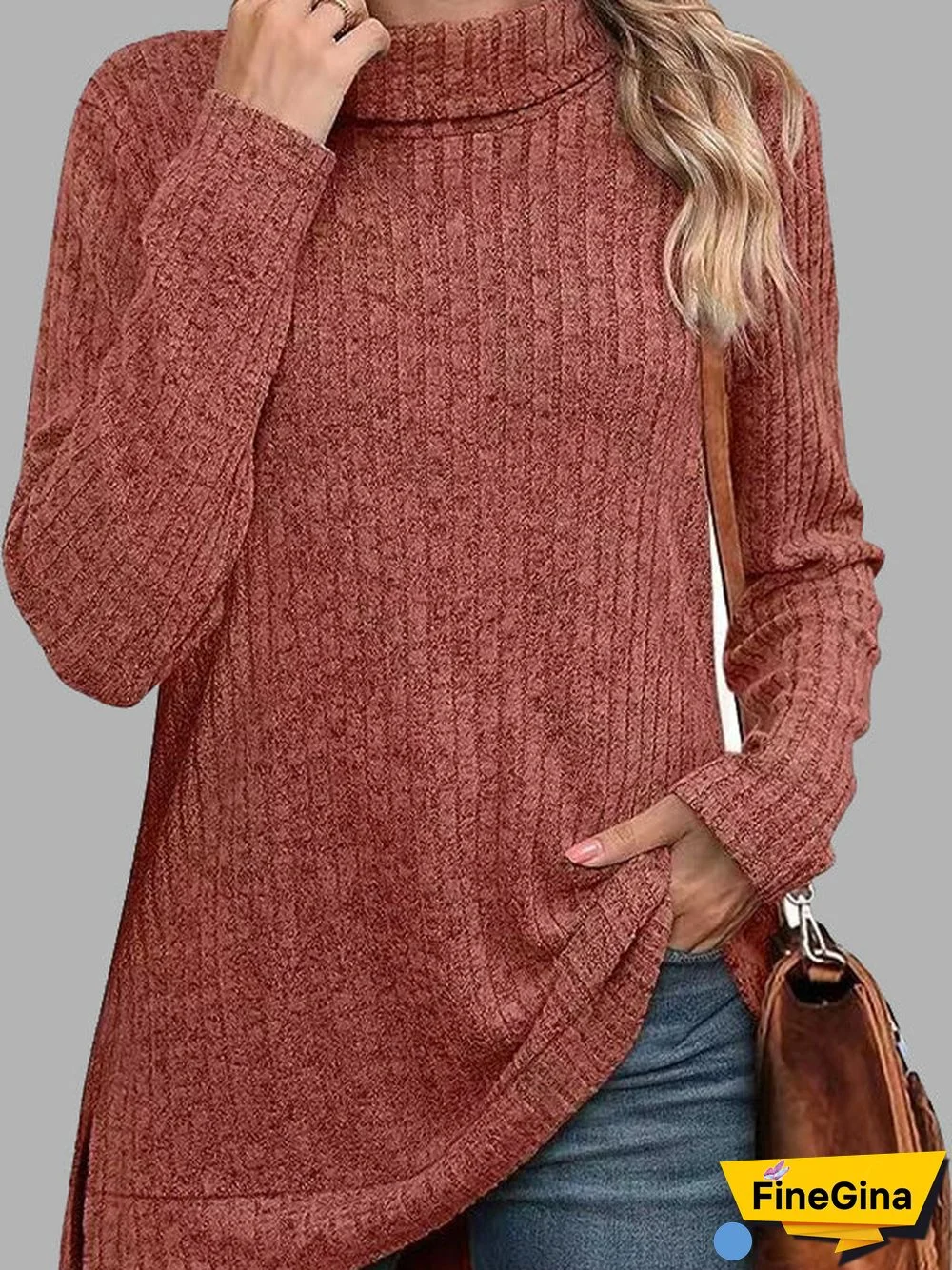 Women's Striped Stitching Solid Color Long Sleeve Scoop Neck Top