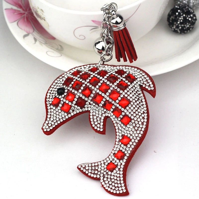 Cute Dolphin Flannel Diamond Women’s Keychain