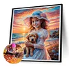 Fille et chien-rond drill diamond painting-30*30cm