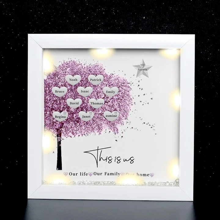 Vangogifts ‘This Is We’ Personalised Light Up Family Tree Box Frame with 1-25 Names Mother's Day Gift For Grandma, Mom