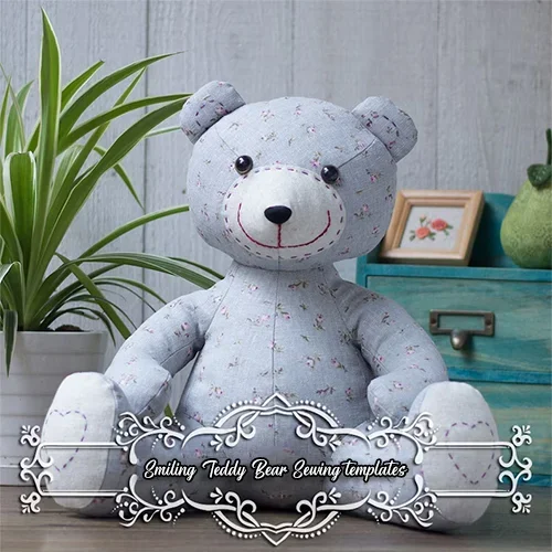 Smiling Teddy Bear Sewing Templates Set & With Instructions