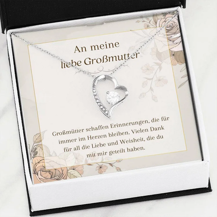 Kettenmachen S925 Silber Herz Halskette - An meine liebe Großmutter- Geschenk mit Nachrichtenkarte 