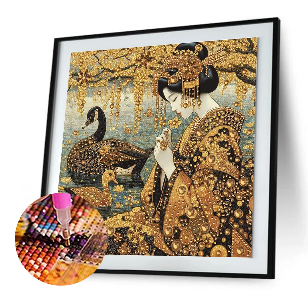 Diamond Painting - Partial Special Shaped Drill - Golden Geisha(Canvas|30x30cm)