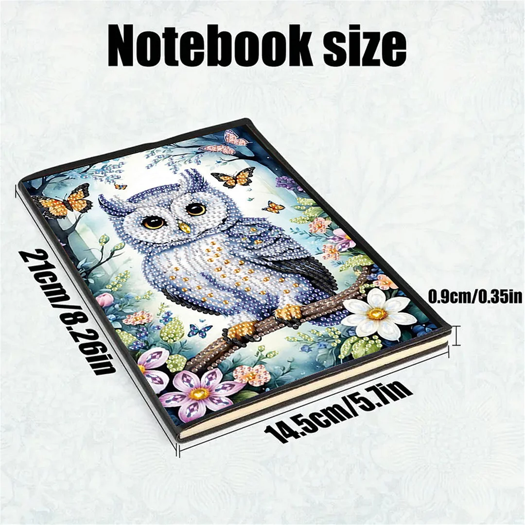 2pcs Owl Partial DIY 50 Pages A5 Diamond Painting Notebook for Study Drawing