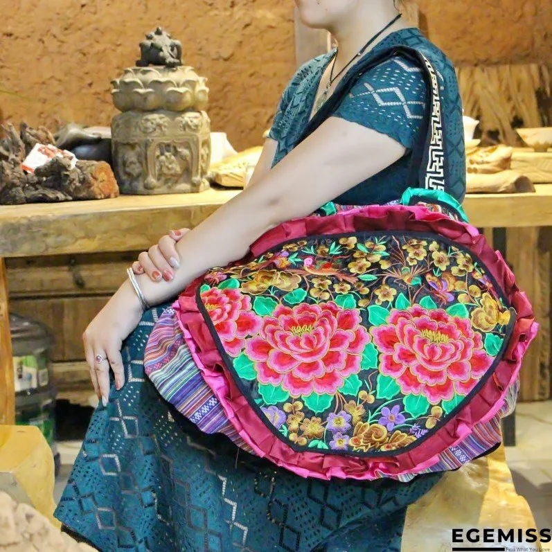 National wind bag Tibetan embroidery Big bag lady hand bag | EGEMISS