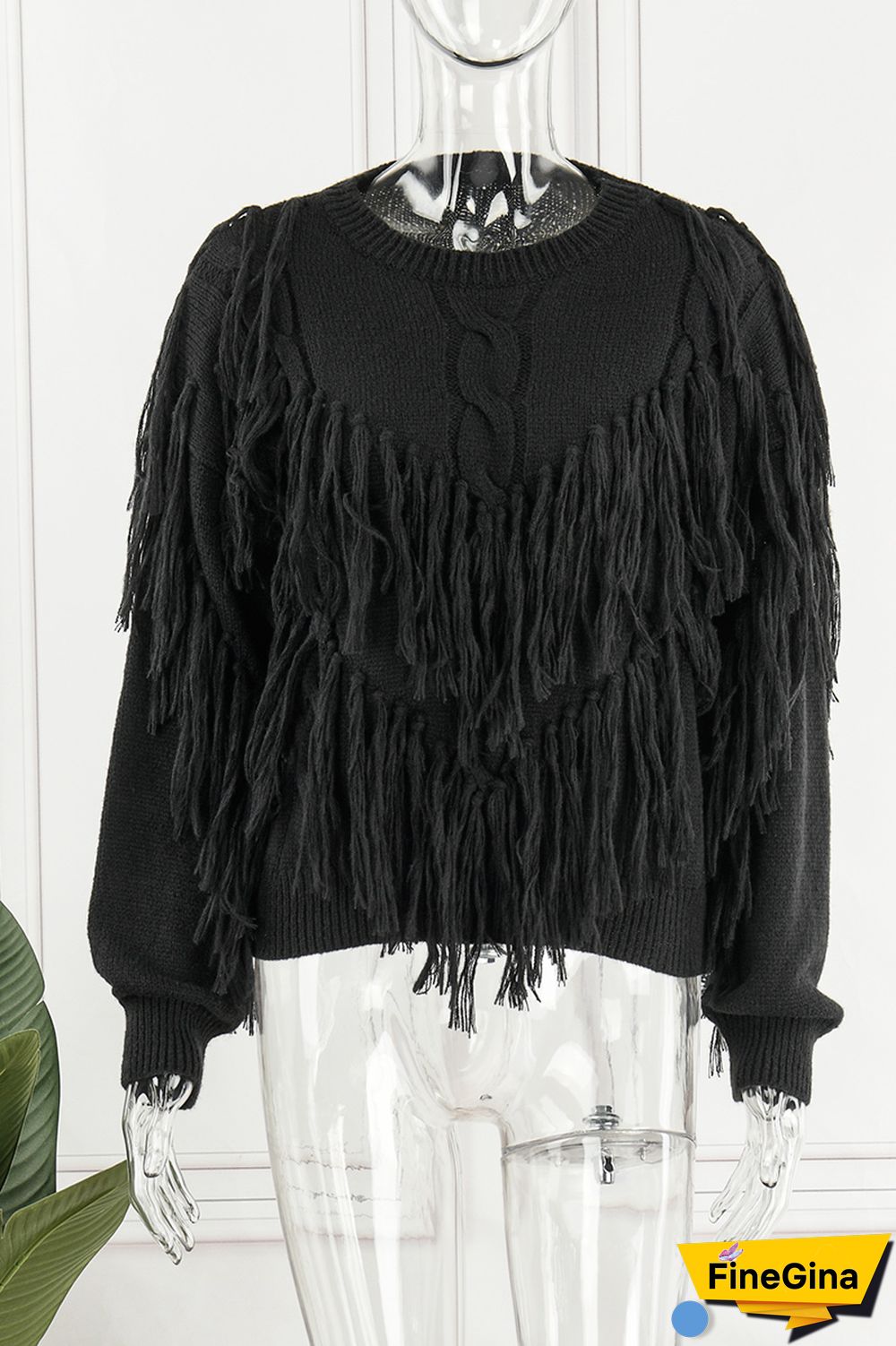 Pink Casual Solid Tassel O Neck Tops