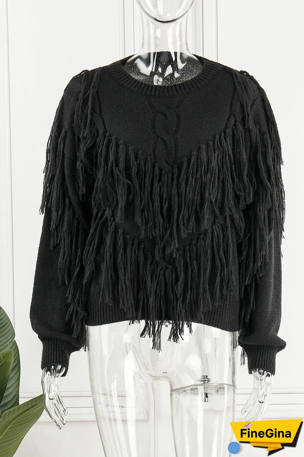 Pink Casual Solid Tassel O Neck Tops