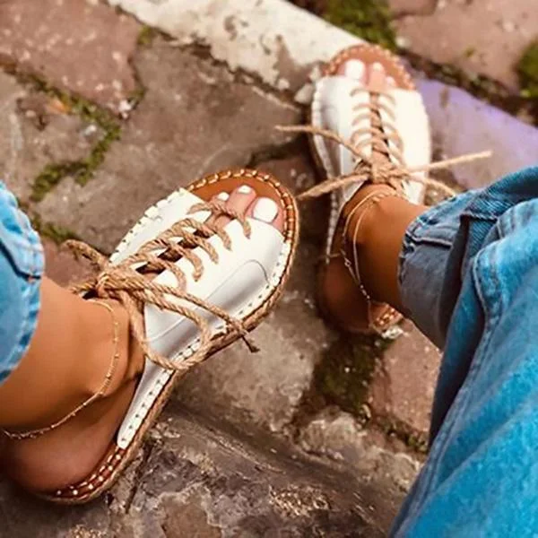 Comdy Lace-Up Flats Slippers