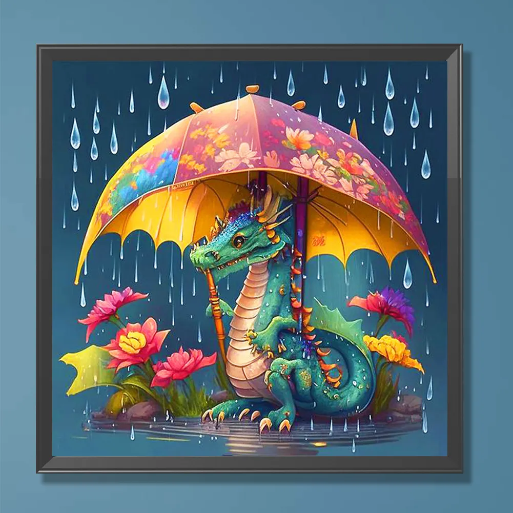 Diamond Painting - Full Round Drill - Umbrella Dragon(Canvas|30*30cm)