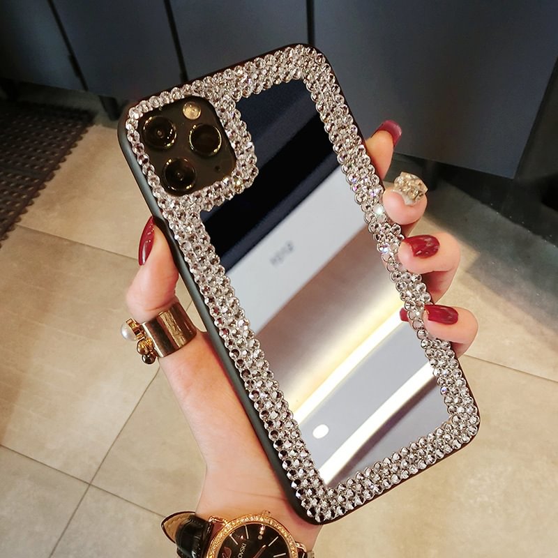 Luxury Acrylic Mirror Rhinestone Case For iPhone