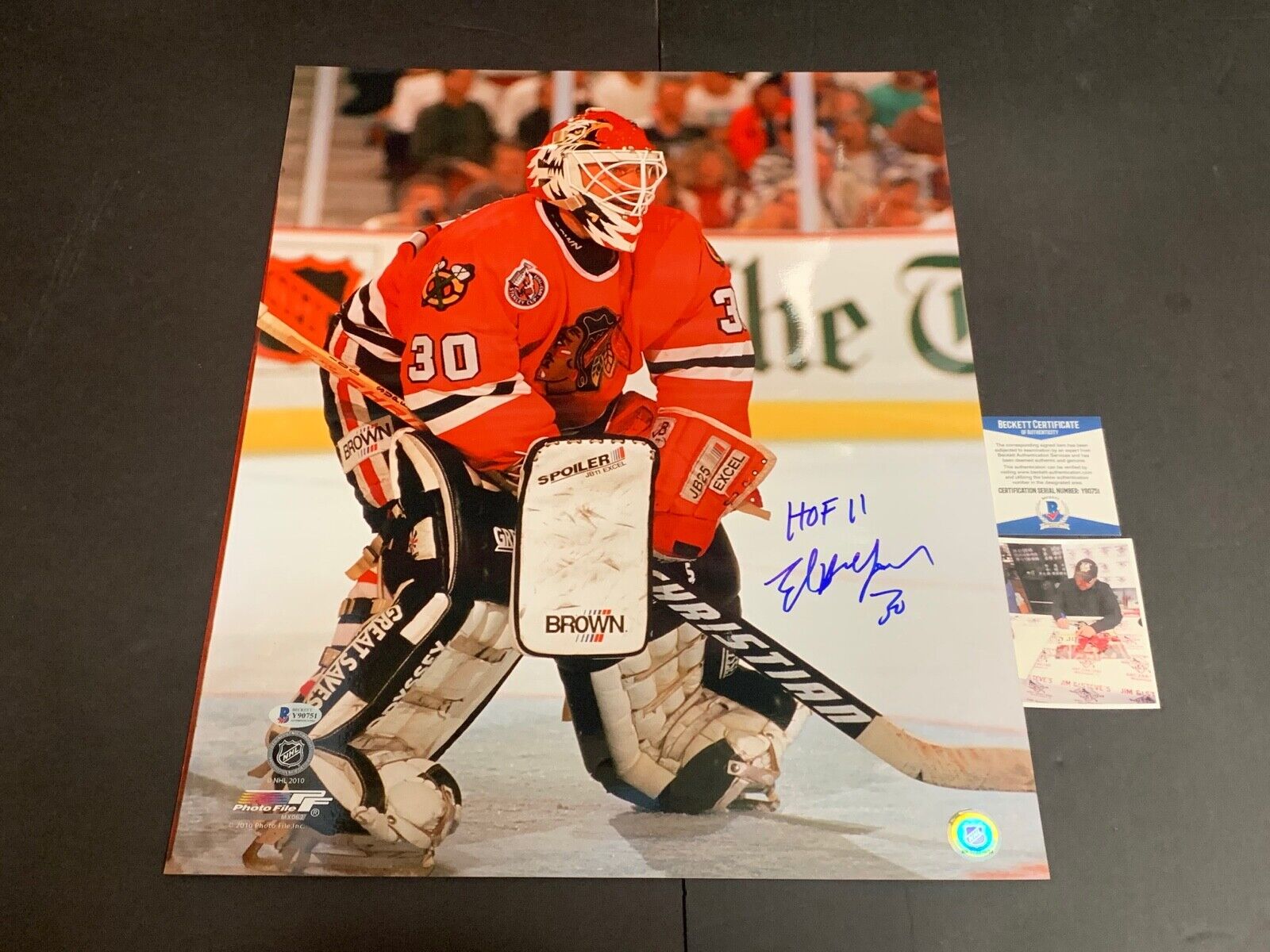 Ed Belfour Blackhawks Autographed Signed 16x20 Beckett COA HOF 11 ~