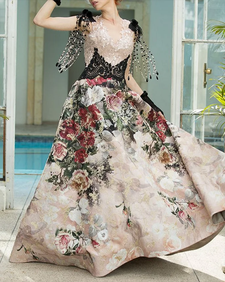 Women's Sleeveless Printed Tassel Dress
